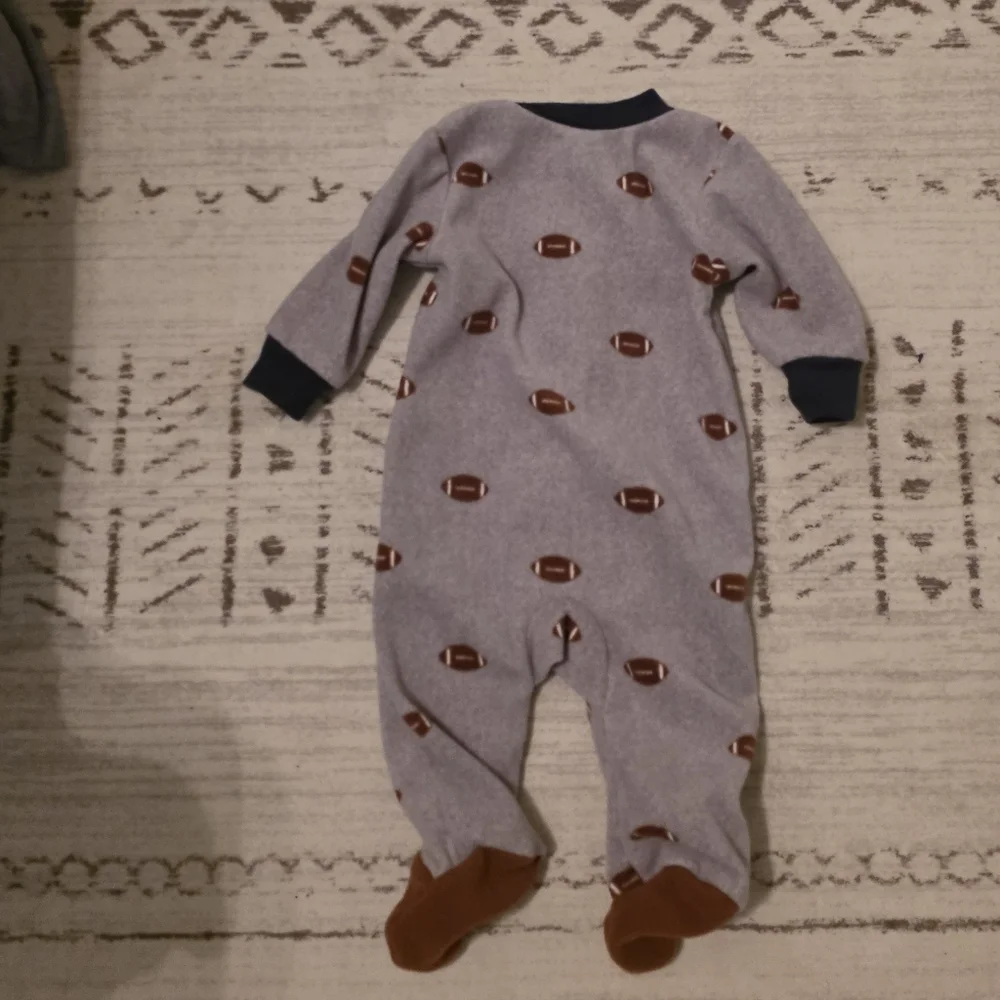 Carters Fleece Football Footies 3 Months